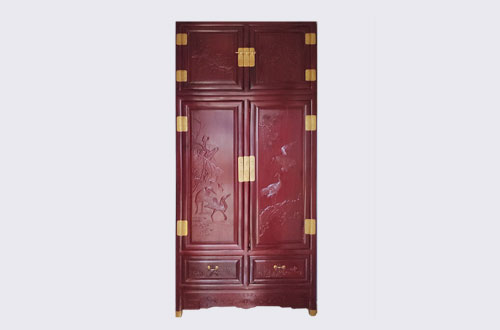 南靖高端中式家居装修深红色纯实木衣柜