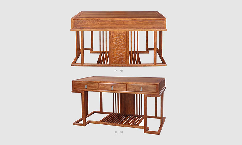 南靖 别墅中式家居书房装修实木书桌效果图